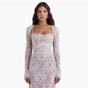 House of CB Artemis L+ Vintage Cream Lace Maxi Dress XL